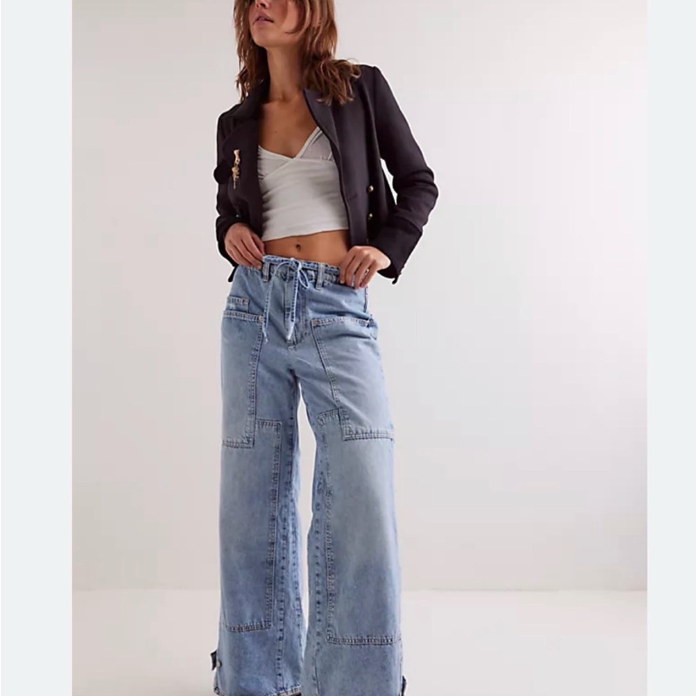 Free People CRVY Outlaw Wide Leg Jeans - S